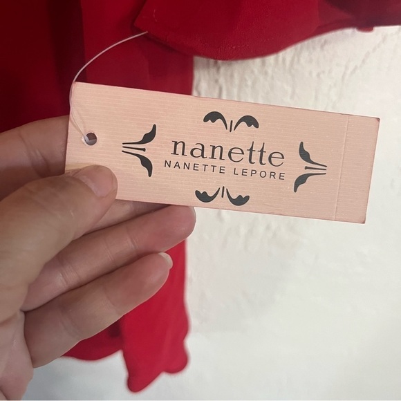 nwt Nanette Lepore Red Riding Hood Tiered Bell Sleeve off the Shoulder Dress - Picture 6 of 10